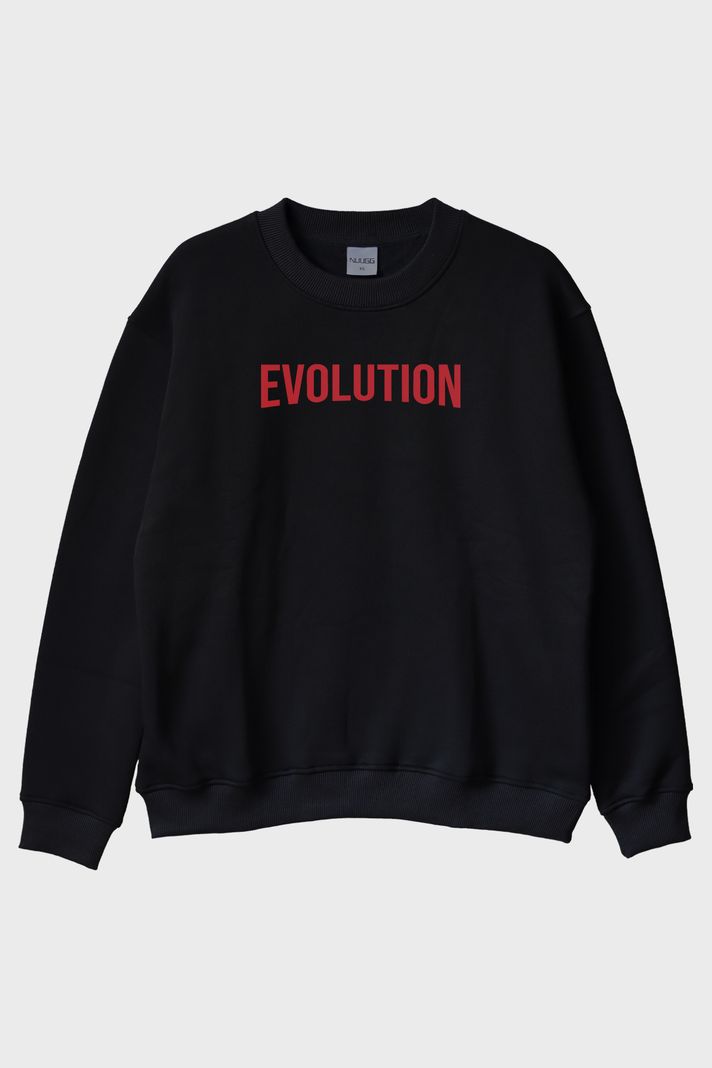 Evolution Siyah Bisiklet Yaka Sweatshirt