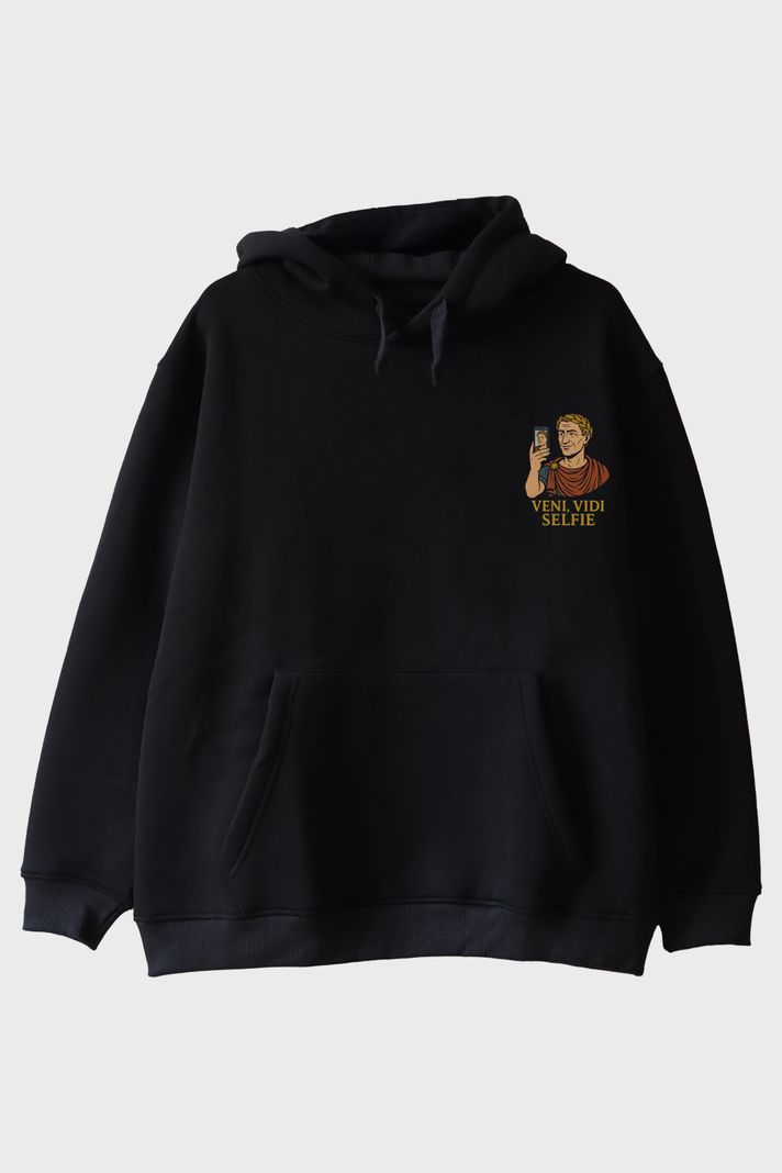 Veni Vidi Selfie Siyah Hoodie