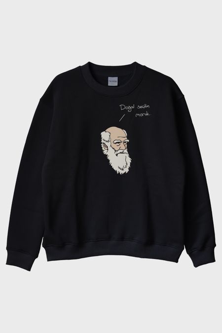 Doğal Seçilim Moruk Siyah Bisiklet Yaka Sweatshirt