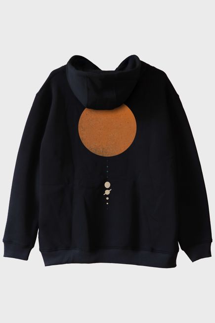 Minimalist Güneş Sistemi Tasarımlı Bilim Siyah Hoodieü