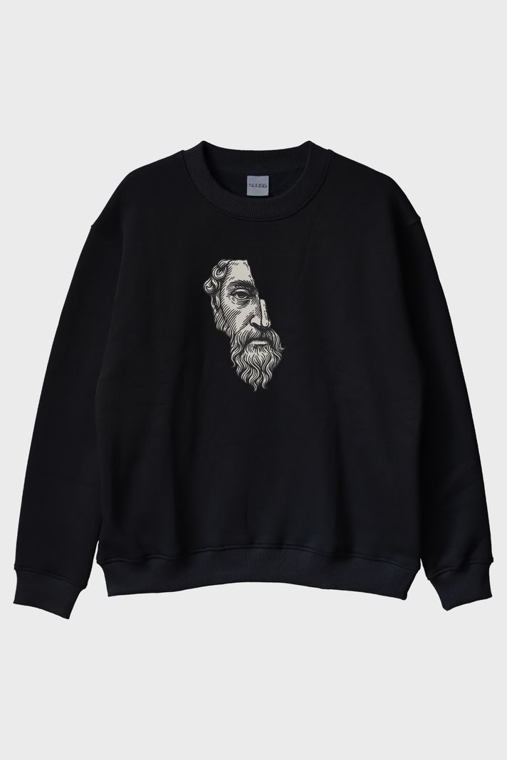 Marcus Aurelius Tasarımlı Bisiklet Yaka Sweatshirt