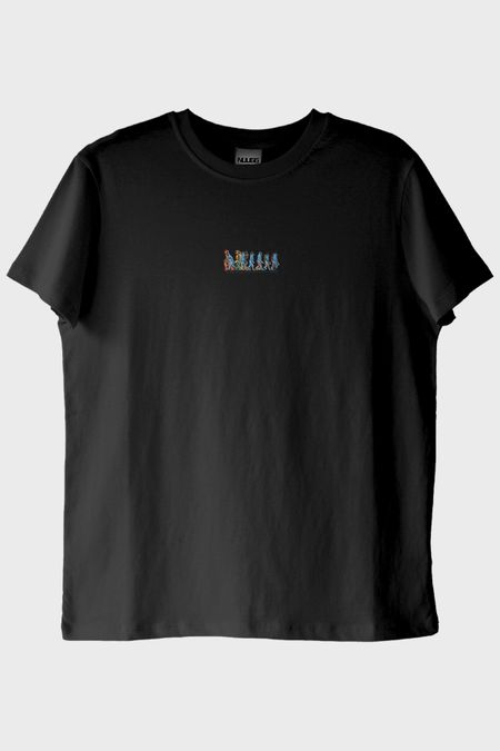 Evrim Desenli Nakışlı Siyah T-Shirt