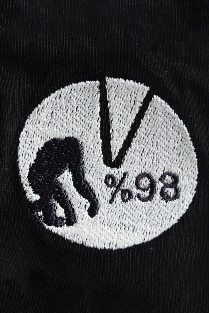 %98 DNA Maymun Genomu Desenli Nakış Bisiklet Yaka Sweatshirt