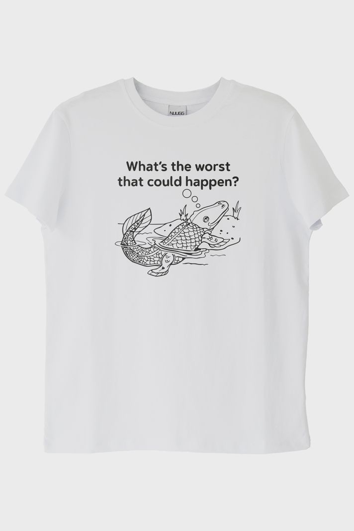 What's the Worst That Could Happen? Deniz Canlısı Tasarımlı Beyaz Tişört