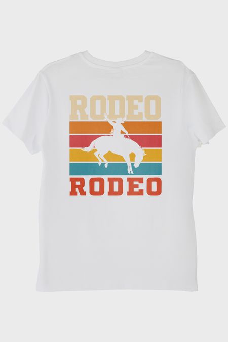 Rodeo Retro Vintage Baskılı Beyaz Tişört