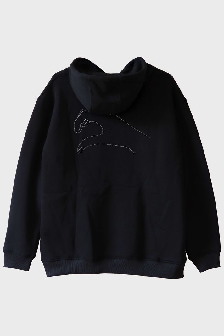 Sağ El Kalp Desenli Nakış Hoodie - Sevgililer Günü Çift Tişörtleri