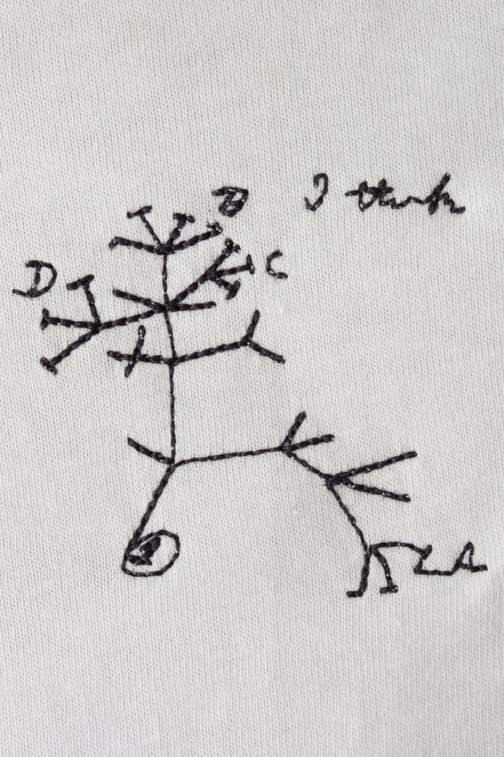 Darwin'in "I Think" Notu Desenli Nakış Tişört