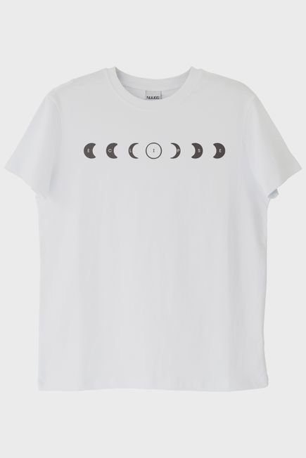 ECLIPSE Ay Evreleri Tasarımı Siyah Beyaz Tişört