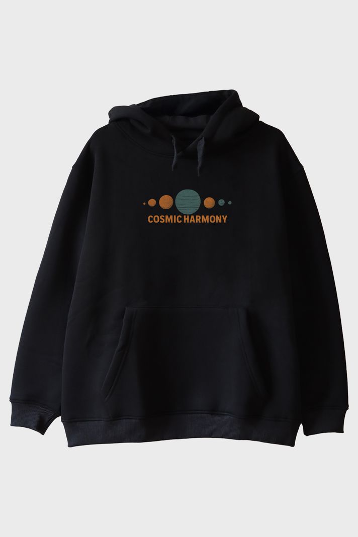 Cosmic Harmony Siyah Hoodie