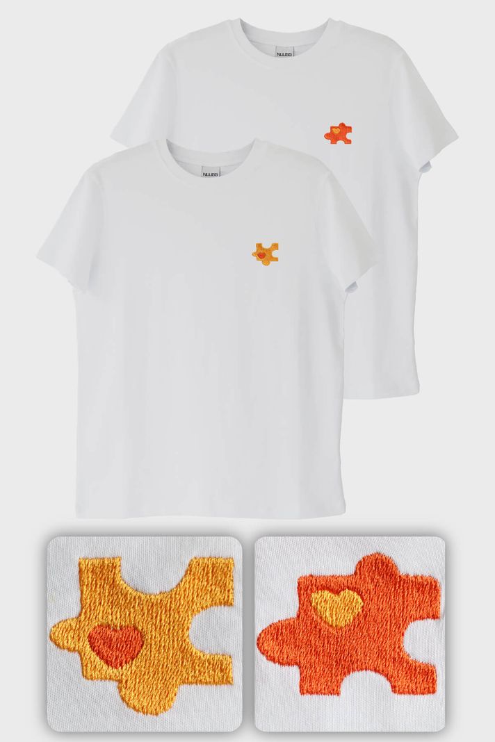 Puzzle Parçalı Çift Kombin Tişörtü - Sevgililer Günü Hediyesi