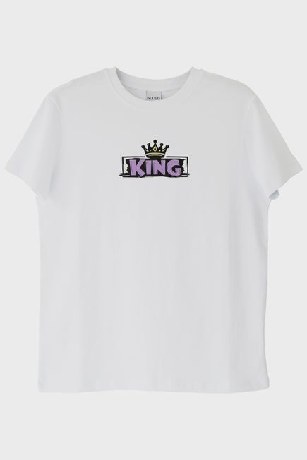 King Yazılı Beyaz Tişört