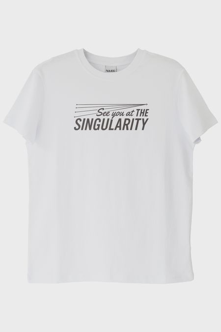 See You at The Singularity Baskılı Minimalist Beyaz Tişört