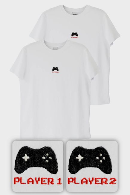 Player 1 ve Player 2 Çift Kombin Tişört - Sevgililer Günü Hediyesi - Gamer, oyuncu hediyesi