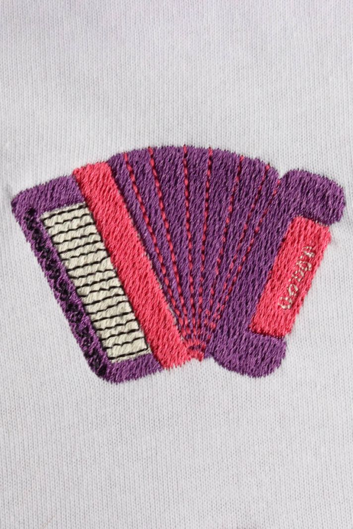 Akordeon Nakışlı Beyaz Tişört – Müzik Tutkunlarına Özel