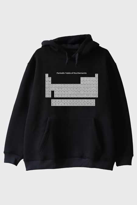 Periodic Table of the Elements Baskılı Siyah Hoodie