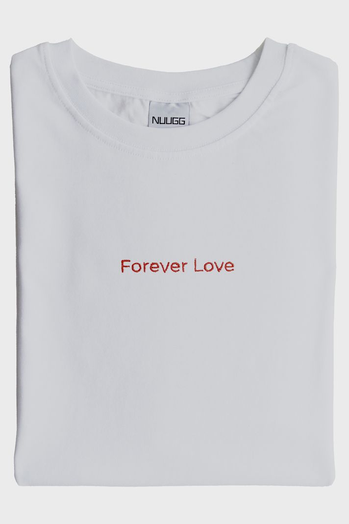 Forever Love Desenli Nakış Tişört - Sevgililer Günü Çift Tişörtleri