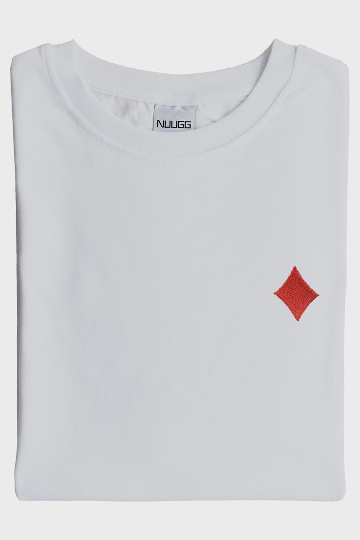 Kırmızı Karo Desenli Beyaz Tişört