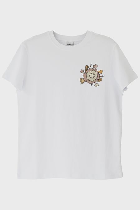 Karmaşa Desenli Beyaz Tişört