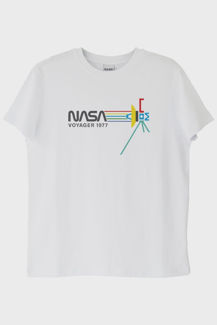 Retro NASA Voyager 1977 Vintage Uzay Tişörtü Beyaz