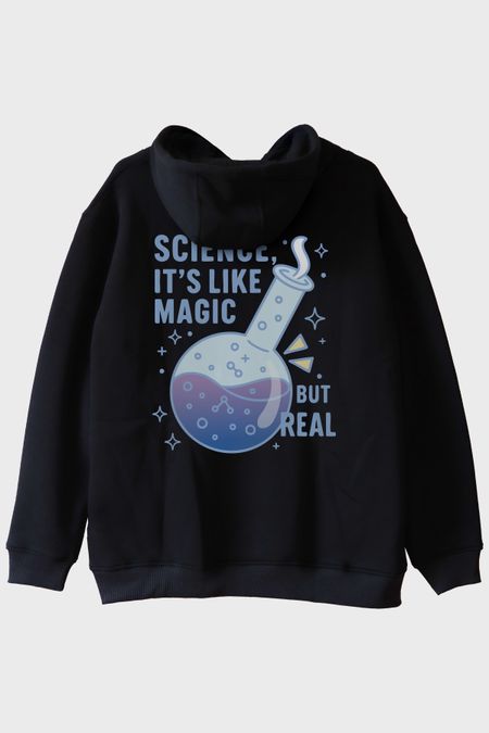 Bilim ve Sihirin Eğlenceli Buluşması Siyah Hoodie