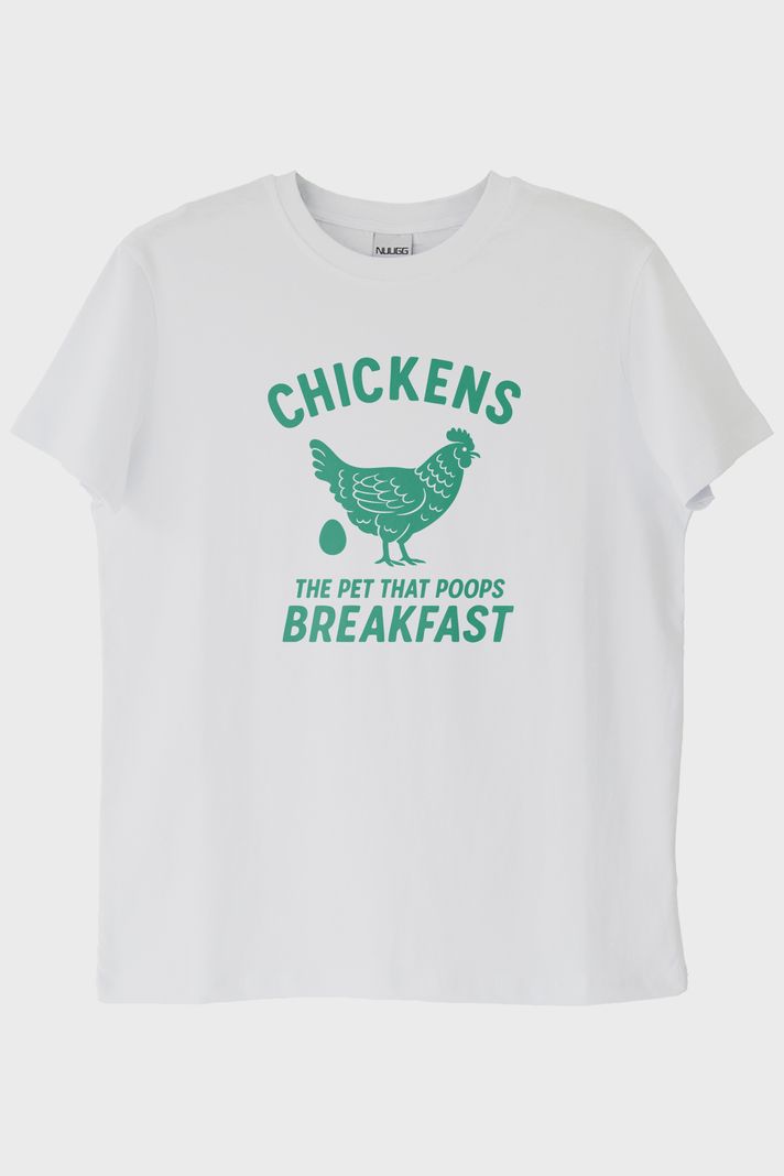 THE CHICKENS Tasarımı Baskılı Beyaz Tişört