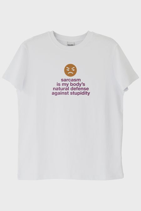 Sarcasm is My Body’s Natural Defense Baskılı Beyaz Tişört
