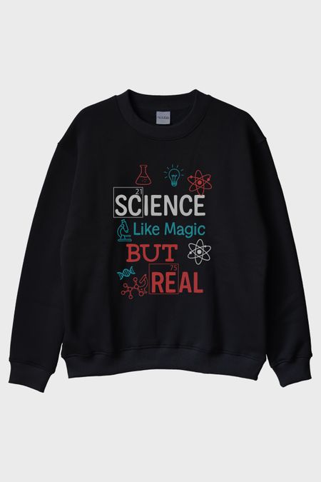 Science Like Magic Siyah Bisiklet Yaka Sweatshirt