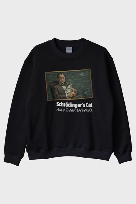 Schrödinger'in Kedisi Siyah Bisiklet Yaka Sweatshirt