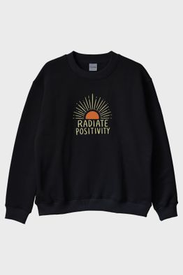 Radiate Positivity Siyah Bisiklet Yaka Sweatshirt