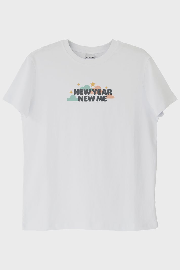 New Year New Me Beyaz Tişört