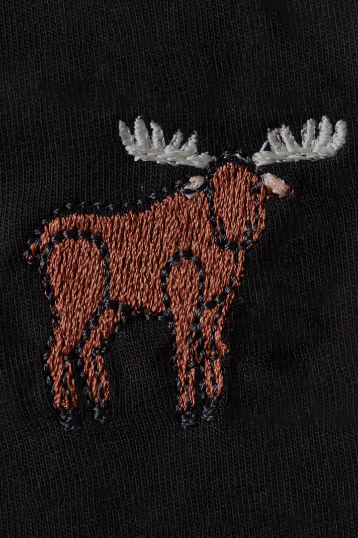 Kanada Geyiği Desenli Siyah Hoodie