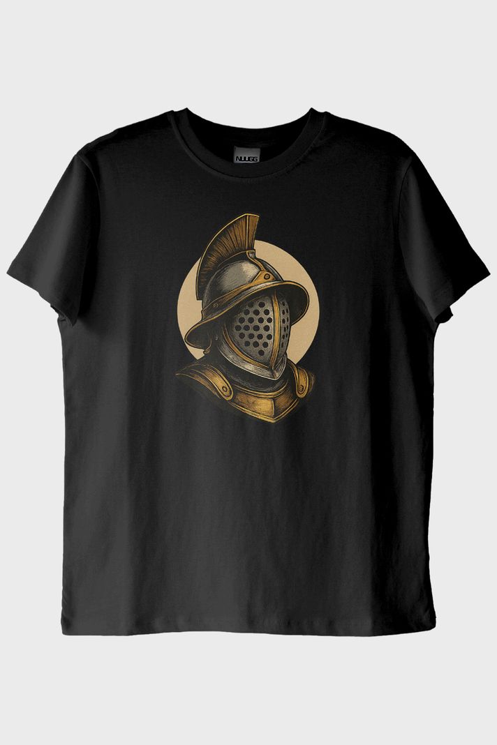 Gladyatör Kaskı Siyah Tişört