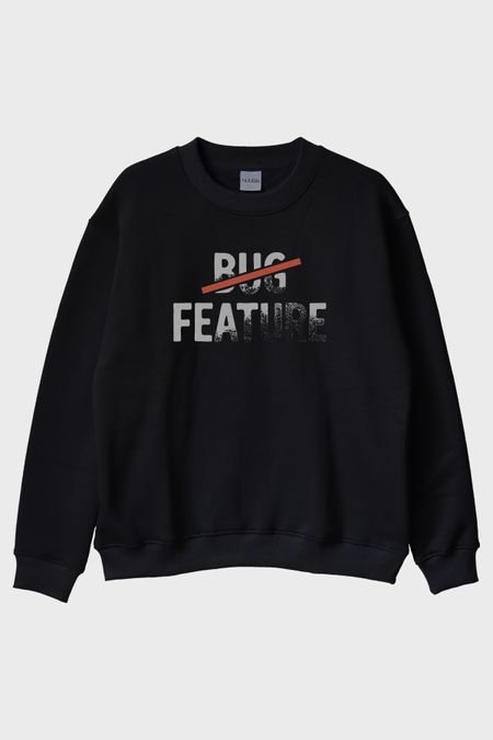 Bug Feature Siyah Bisiklet Yaka Sweatshirt