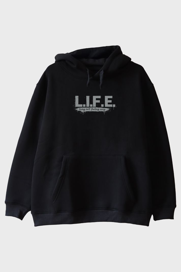 Life Mizahi Siyah Hoodie