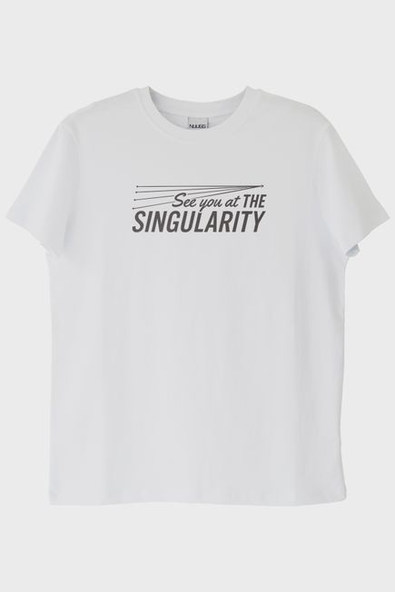 See You at The Singularity Baskılı Minimalist Beyaz Tişört