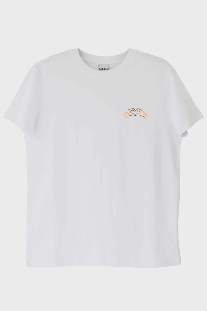 Kalp Eller Desenli Çift Kombini Tişört