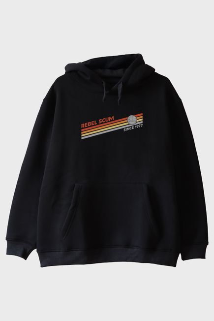 Retro 'Rebel Scum' Grafikli Star Wars Siyah Hoodie