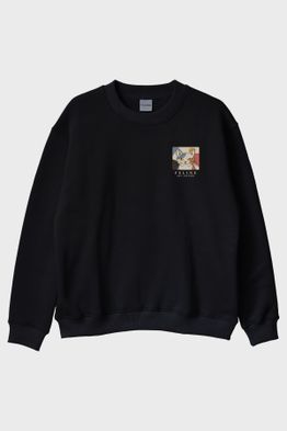 Feline Art History Siyah Bisiklet Yaka Sweatshirt