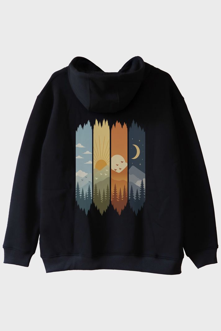 Günün Döngüsü Siyah Hoodie