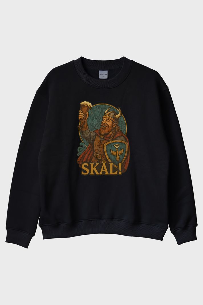 Viking Kutlaması Siyah Bisiklet Yaka Sweatshirt