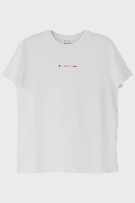 Forever Love Desenli Nakış Tişört - Sevgililer Günü Çift Tişörtleri