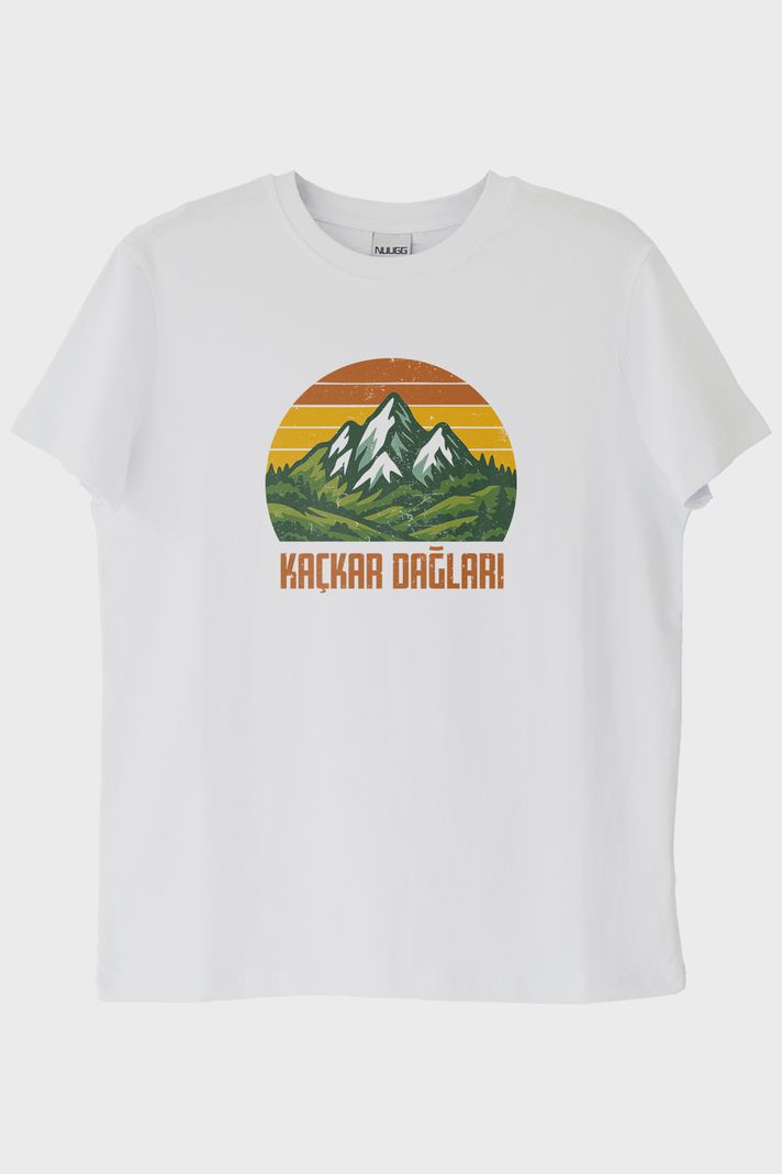 KAÇKAR DAĞLARI Retro Doğa Baskılı Beyaz Tişört