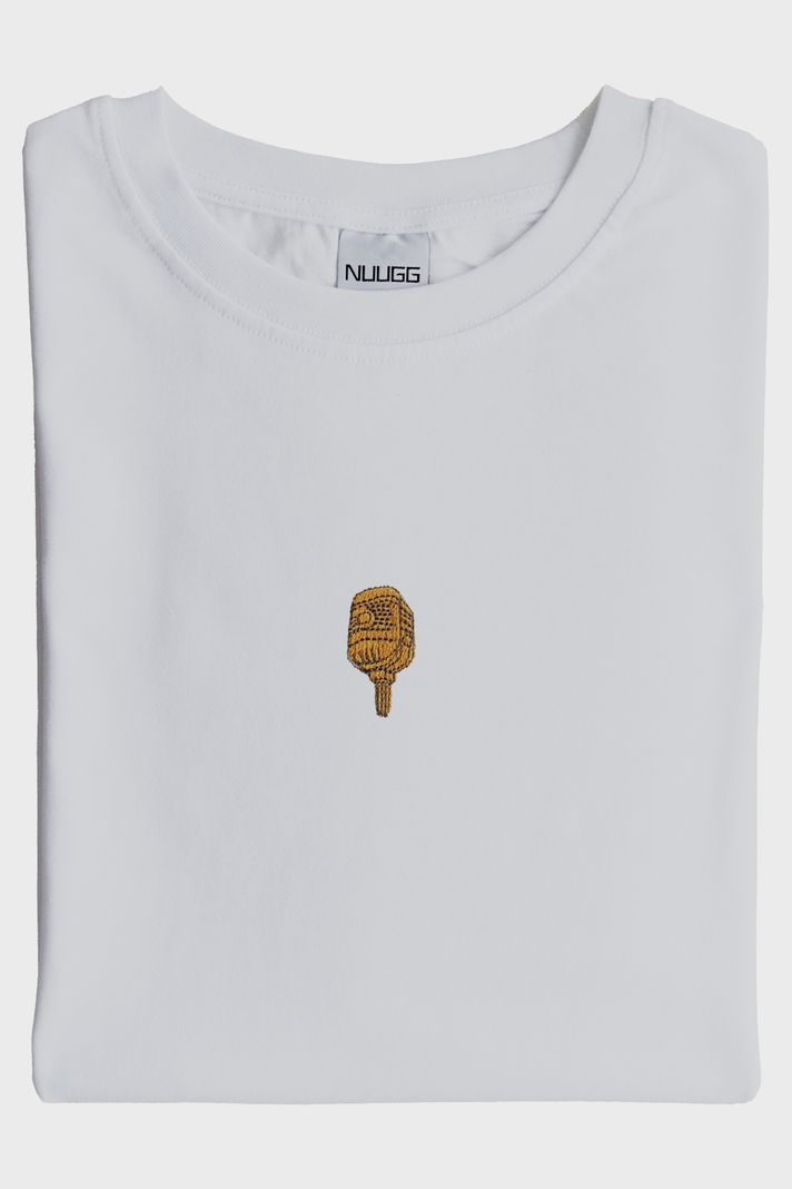 Altın Mikrofon İşlemeli Müzik T-Shirt