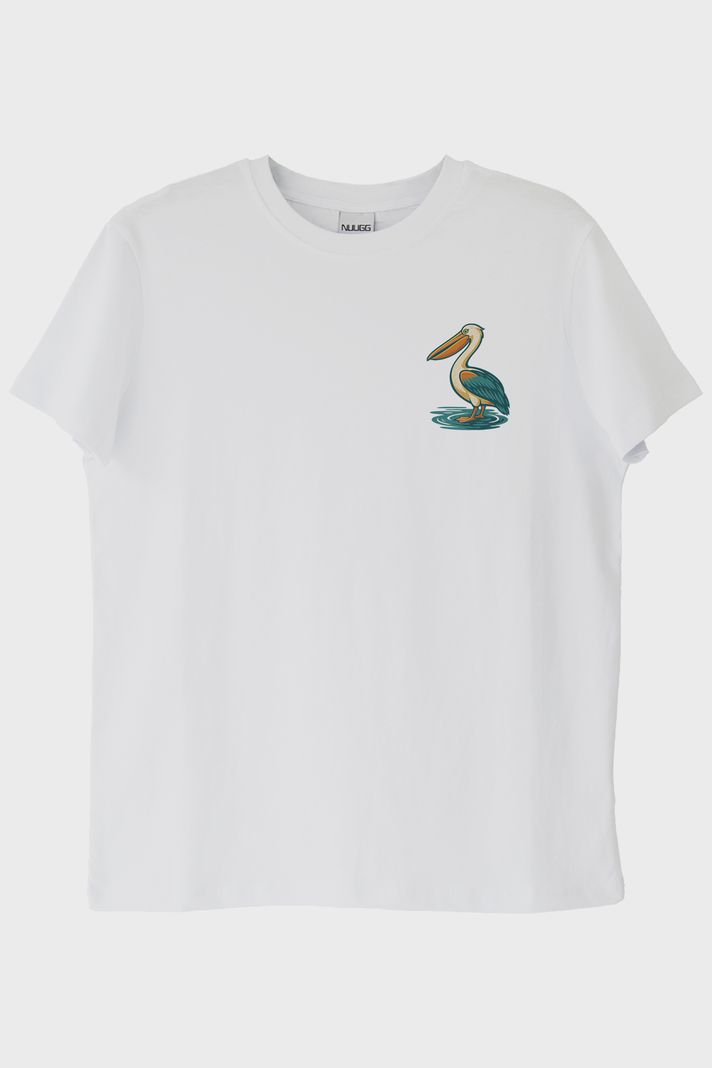 Pelikan Desenli Beyaz Tişört