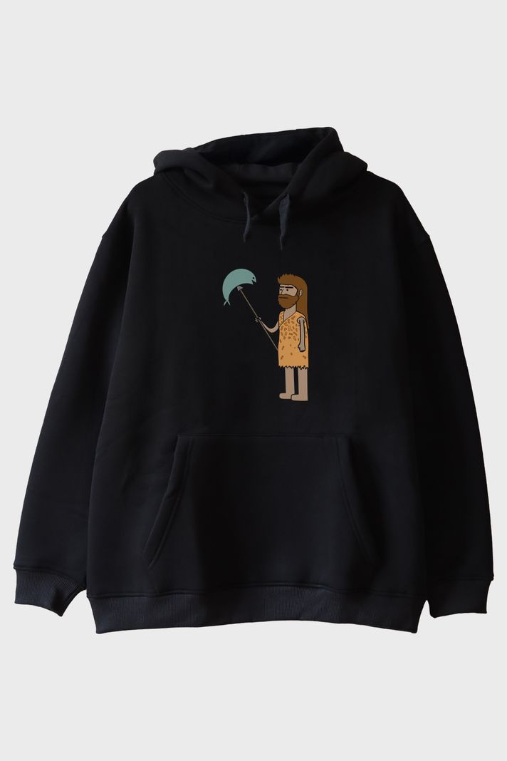 İlkel Avcı Siyah Hoodie