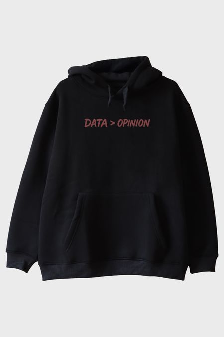 Veri Aşıkları için Data > Opinion Minimalist Siyah Hoodie