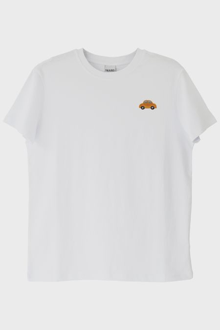 Alman Arabası Tasarımlı Beyaz Tişört