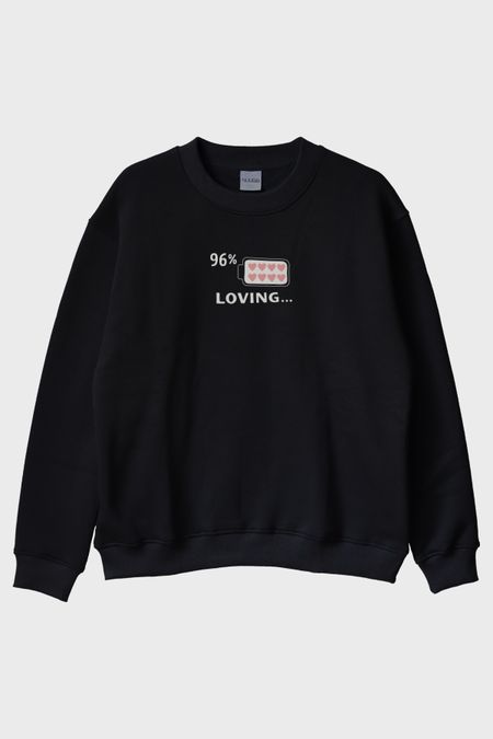Loving Pil Siyah Bisiklet Yaka Sweatshirt