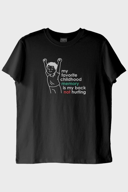 My Favorite Childhood Memory Baskılı Siyah Tişört