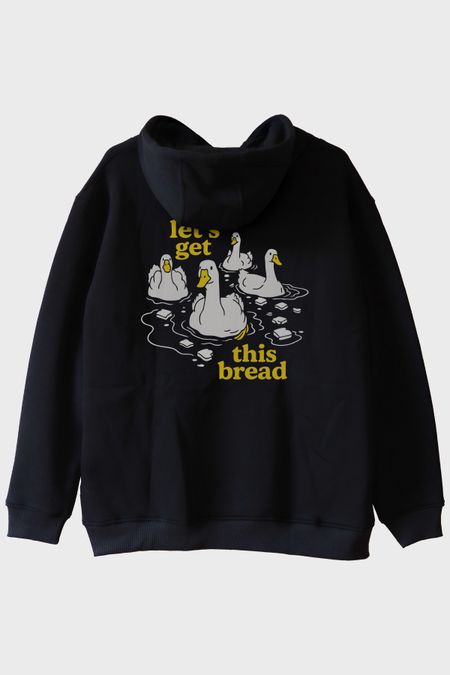 Let’s Get This Bread Baskılı Mizahi Tasarım Siyah Hoodie
